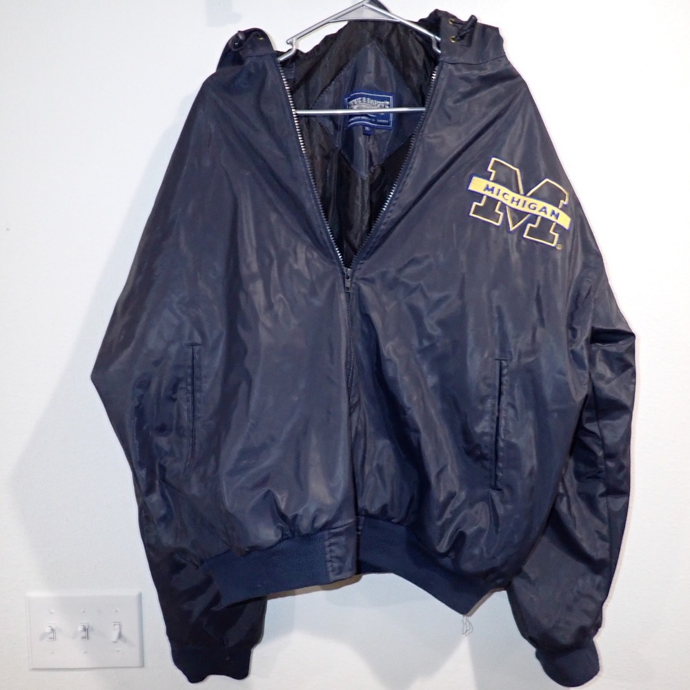 Steve & Barrys Michigan Wolverines Hooded Jacket Navy Blue Mens XL Vintage